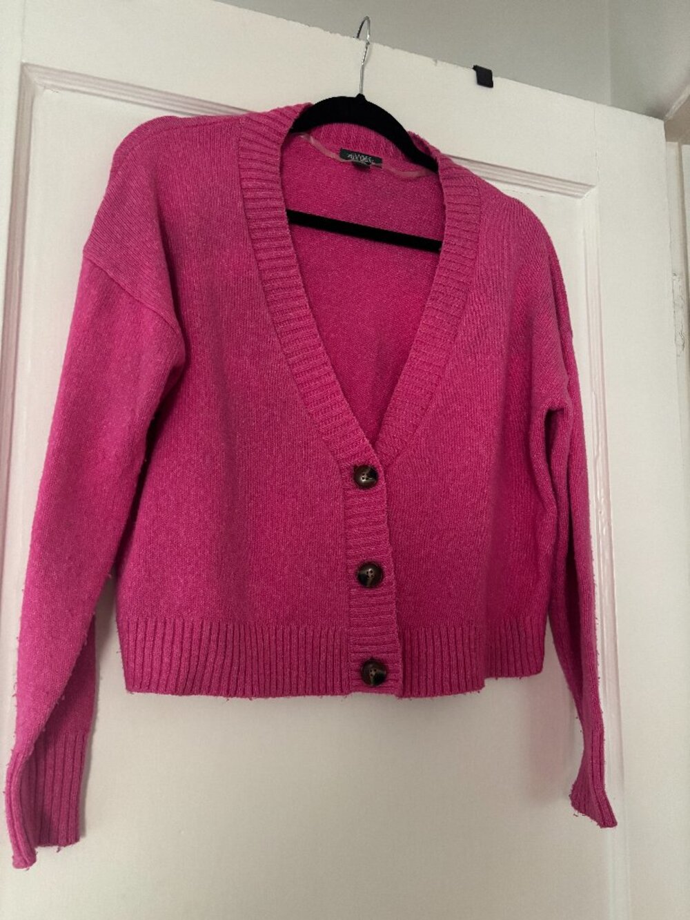 Hot Pink Cropped Button-Down Sweater – Wild Fable XXS | Soft Summer Knit V-Neck